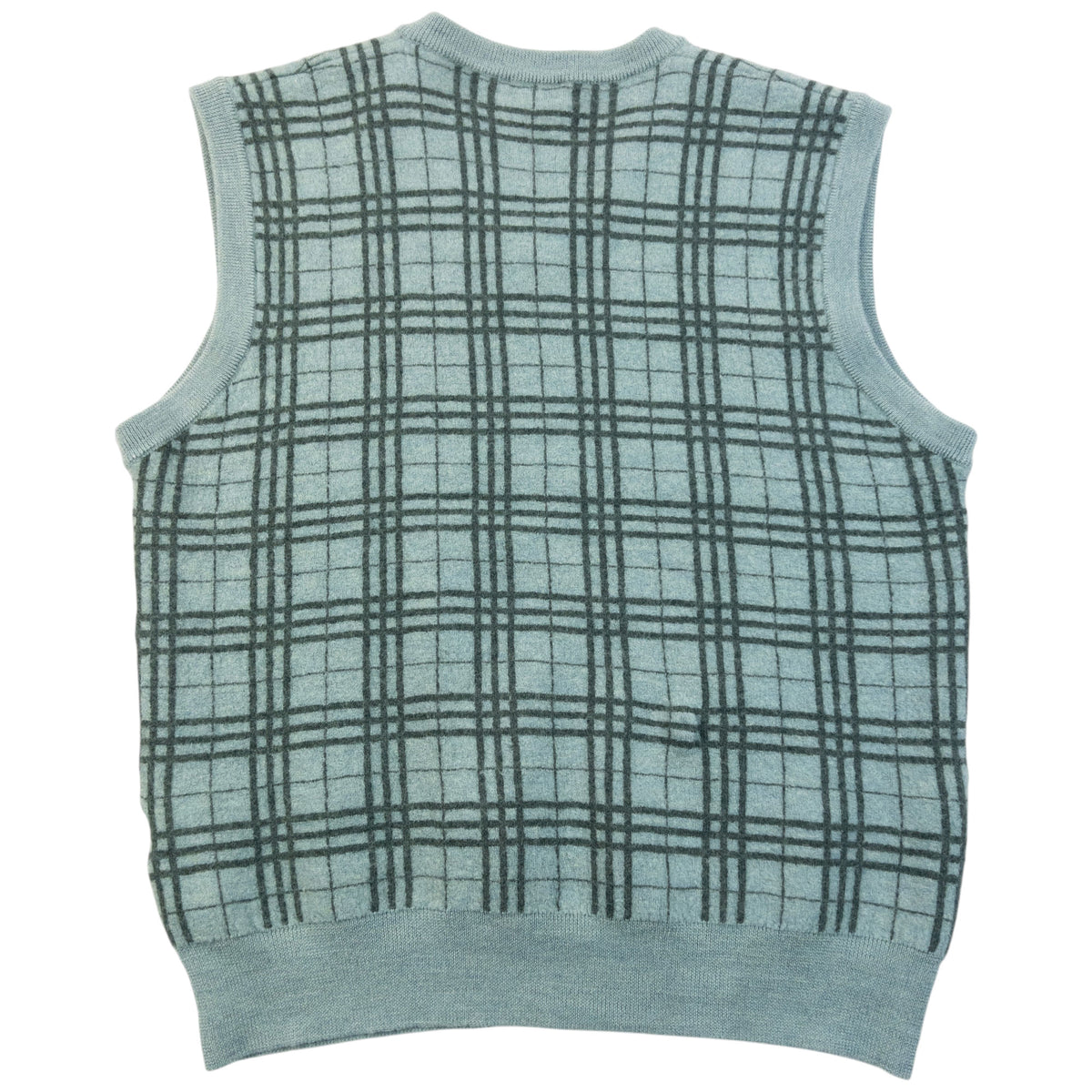 Vintage 2000s Burberry Golf Nova Check Wool Sweater Vest in green (merino wool), photo 2