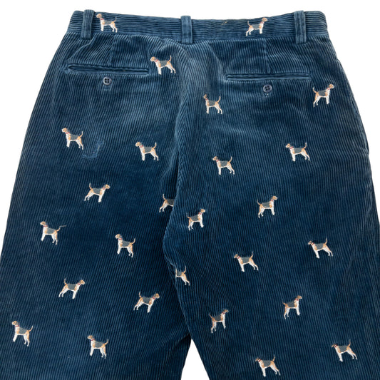 Vintage 2000s Polo Ralph Lauren Embroidered Dog Corduroy Trousers Size W32