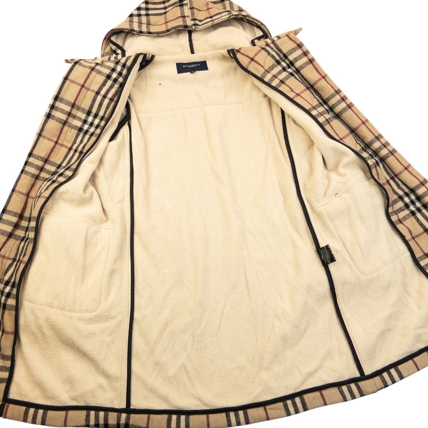 Vintage 2000s Burberry Fleece Lined Nova Check Duffle Jacket Womens Size M