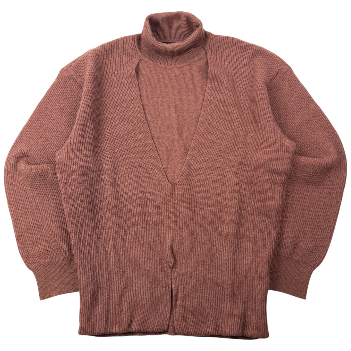 Vintage 2000s Issey Miyake Layered Turtleneck Wool Jumper Size M
