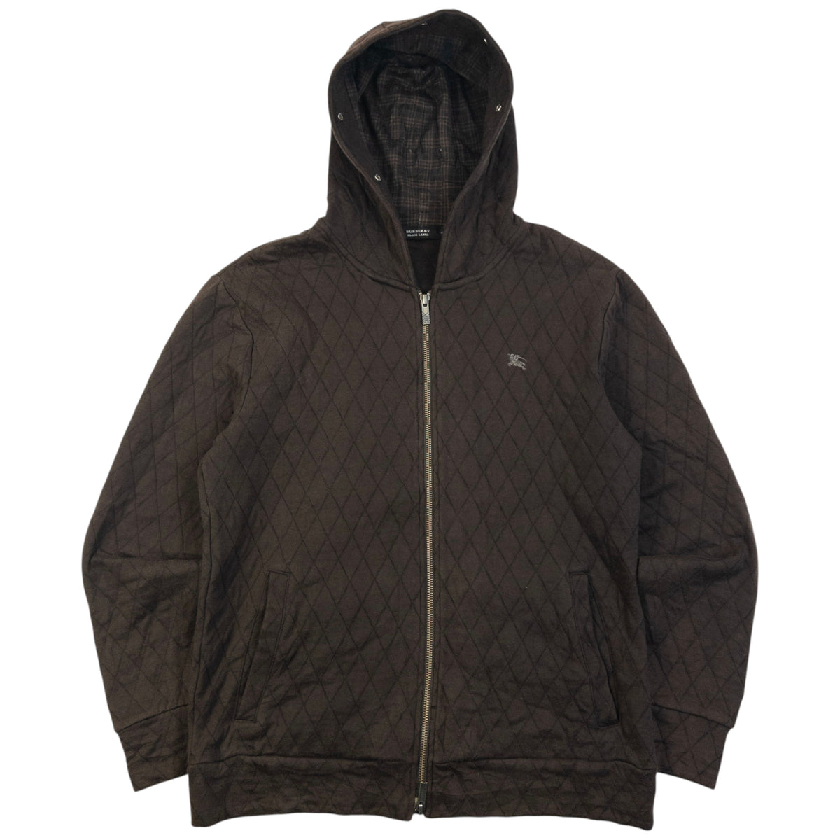 Vintage 2000s Burberry Black Label Quilted Zip Up Hoodie Size M