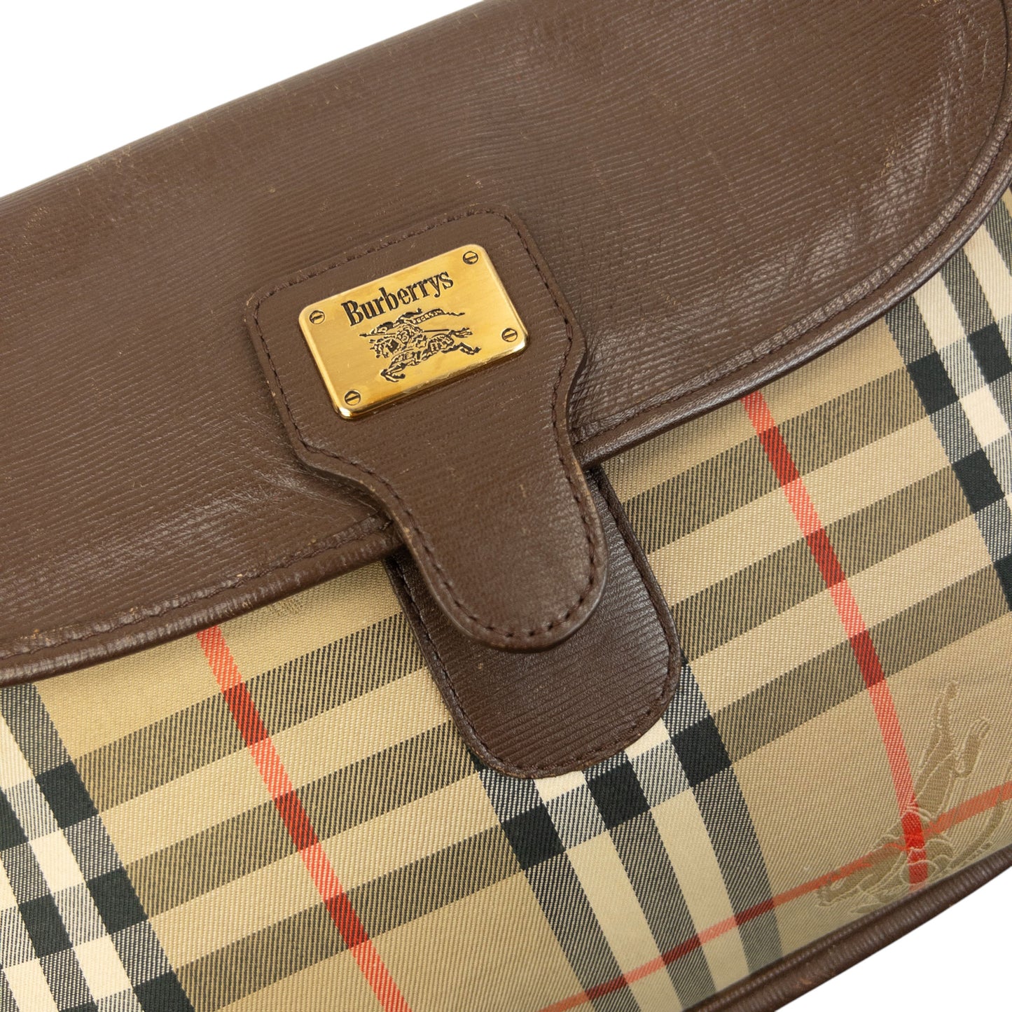 Vintage 90s Burberry Nova Check Leather Crossbody Bag