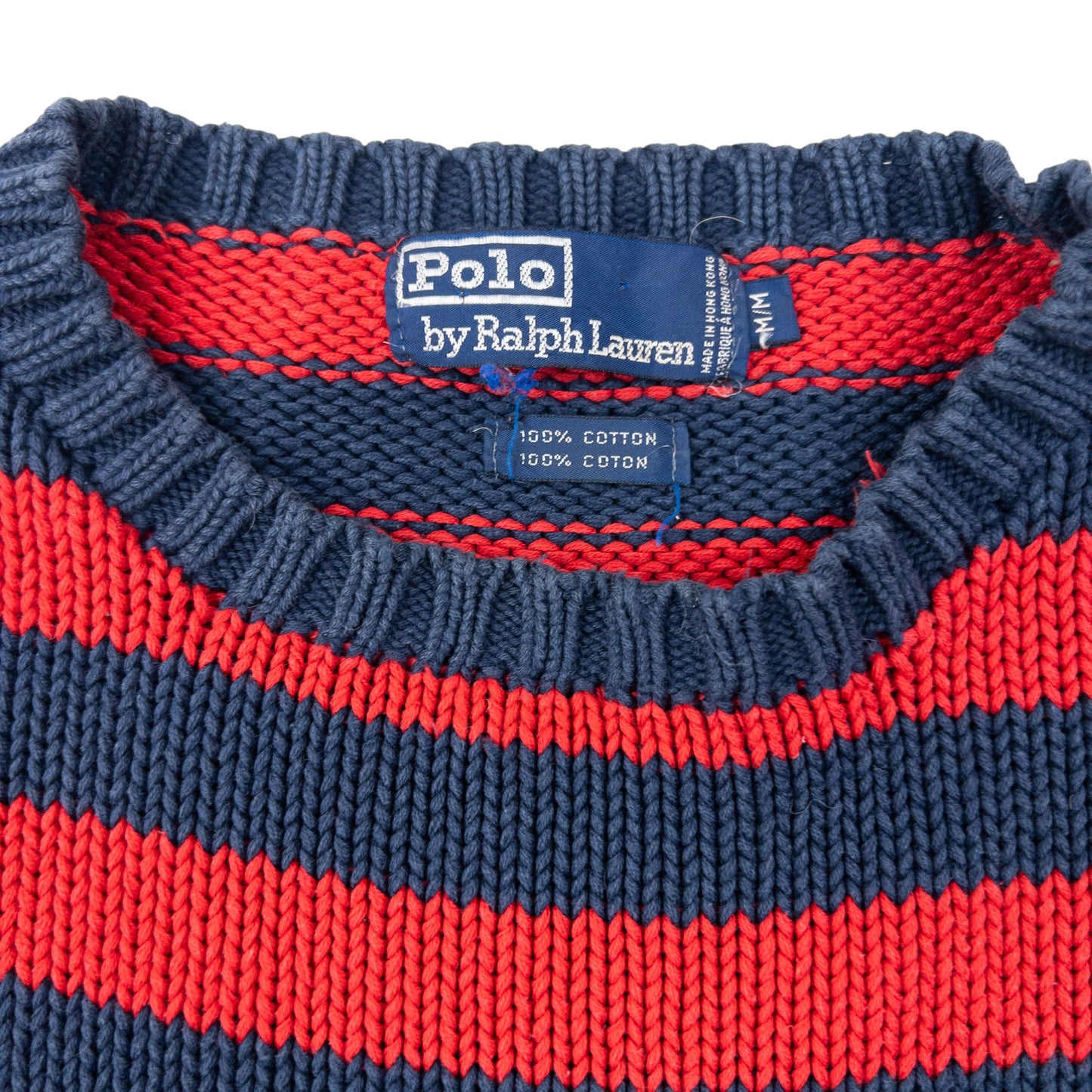 Vintage 90s Polo Ralph Lauren Crest Striped Knit Jumper Size M