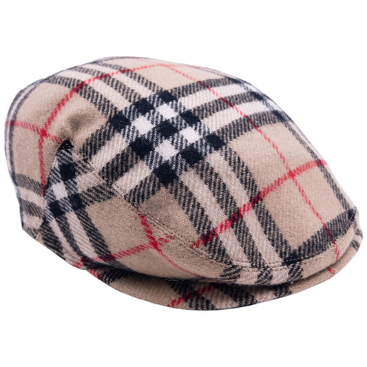 Vintage 90s Burberry Nova Check Wool Flat-Cap Hat
