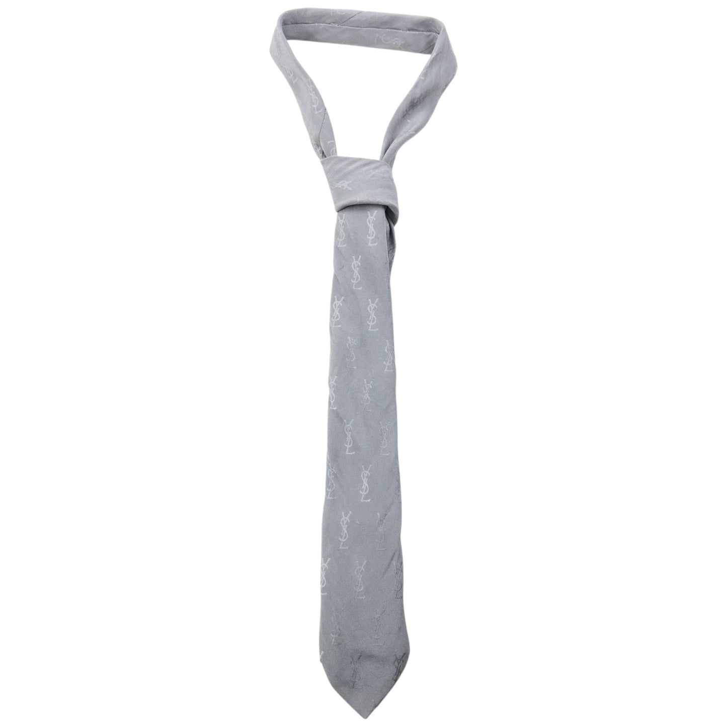 Vintage 80s YSL Yves Saint Laurent Monogram Silk Tie