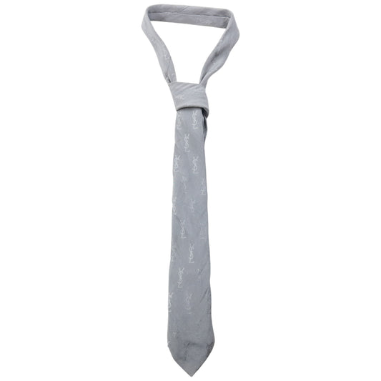 Vintage 80s YSL Yves Saint Laurent Monogram Silk Tie