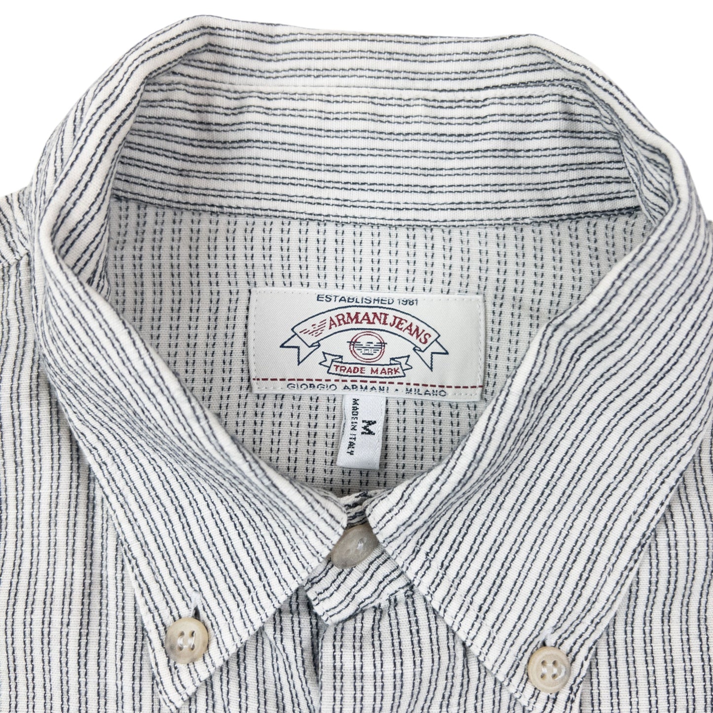 Vintage 90s Armani Jeans Striped Long Sleeve Button Up Shirt Size XL