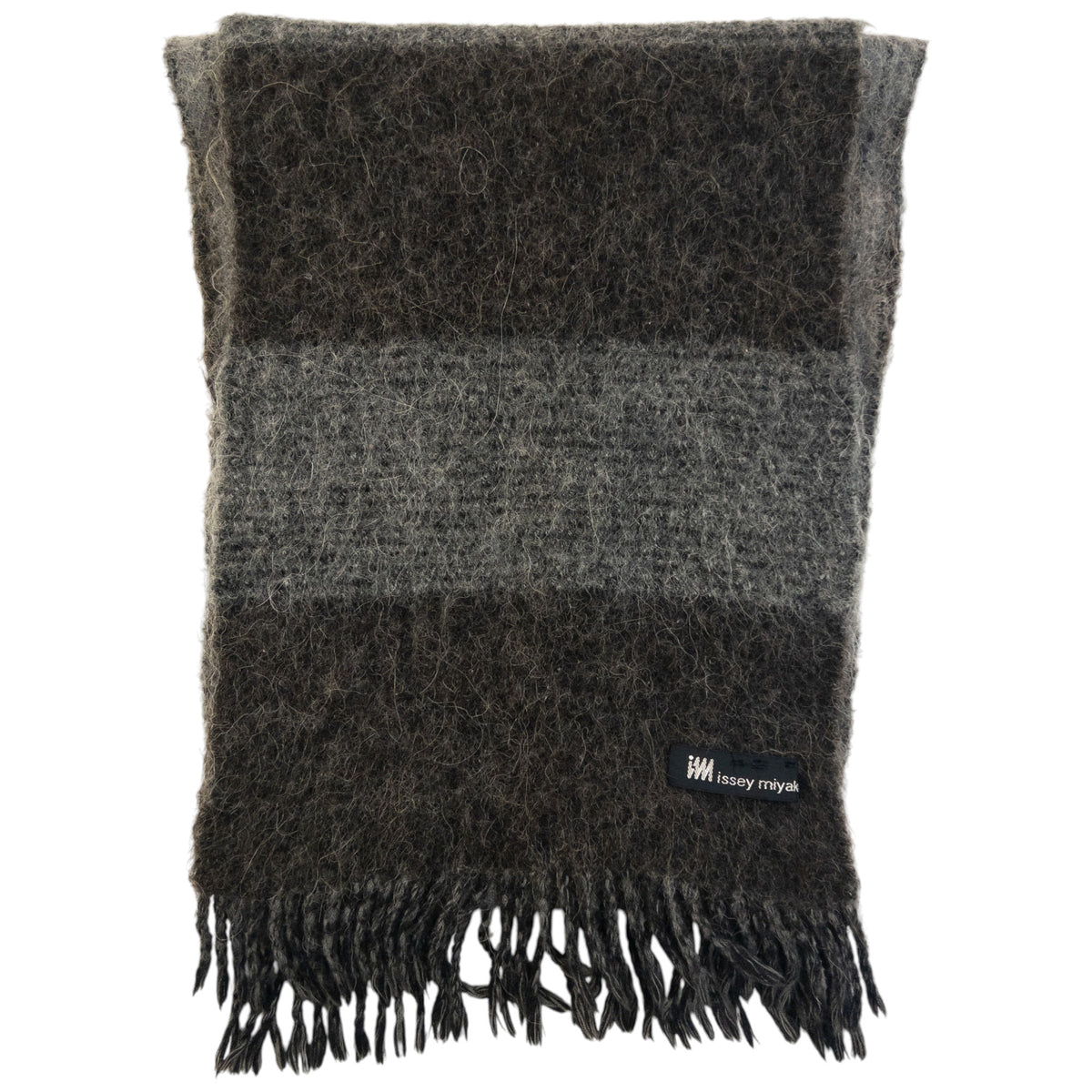 Vintage 2000s Issey Miyake Striped Wool Tassel Scarf