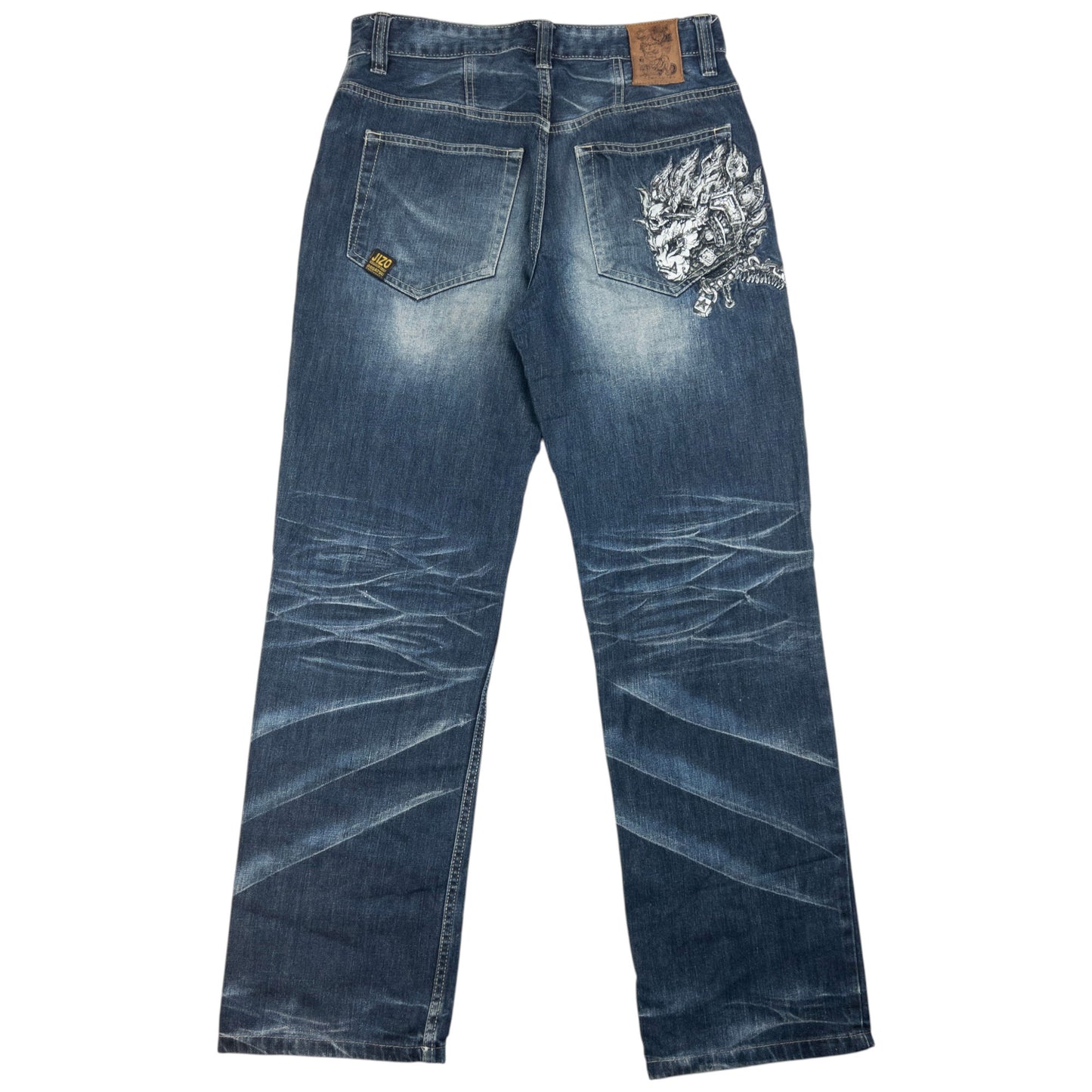 Vintage Jizo Bosatsu Embroidered Troll Japanese Denim Jeans Size W31