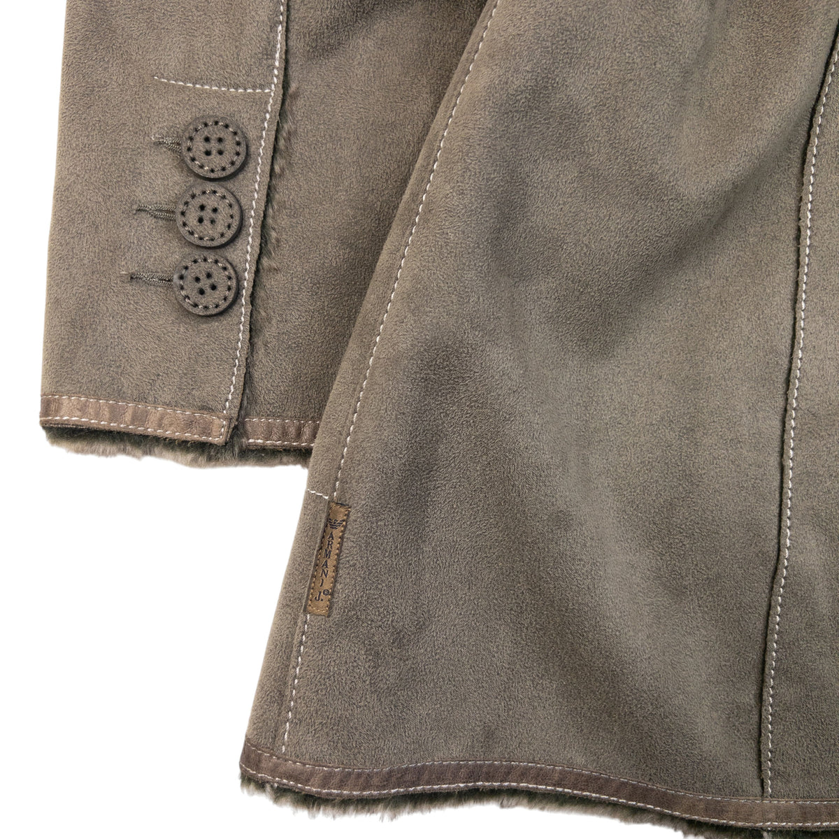 Vintage 2000s Armani Jeans Belt Waist Fur Lined Jacket Womens Size L