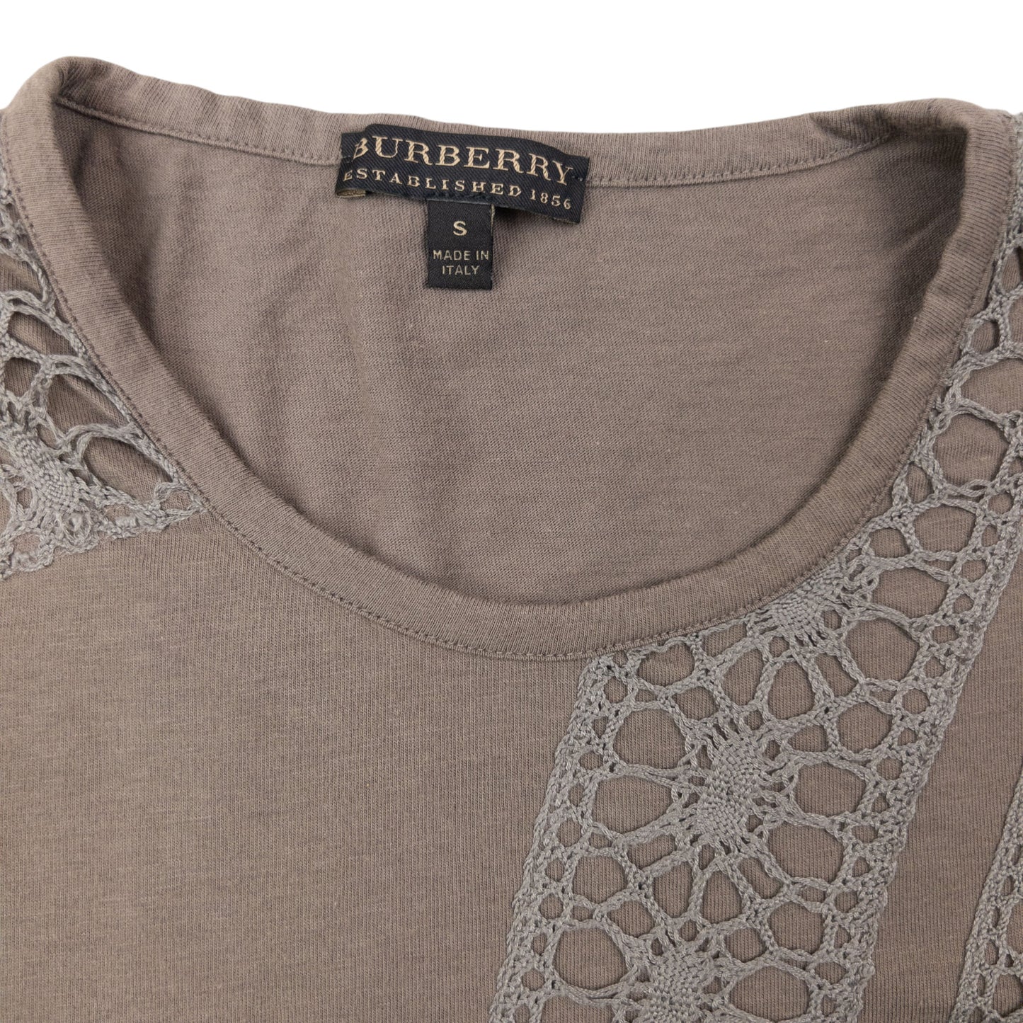 Vintage Burberry Lace Detail Long Sleeve T Shirt Size S