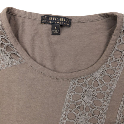 Vintage Burberry Lace Detail Long Sleeve T Shirt Size S