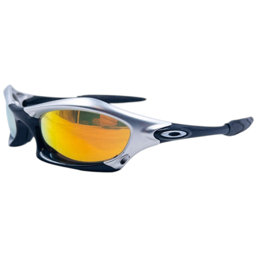 Vintage 2003 Oakley Splice Polished Black Fire Iridium Sunglasses