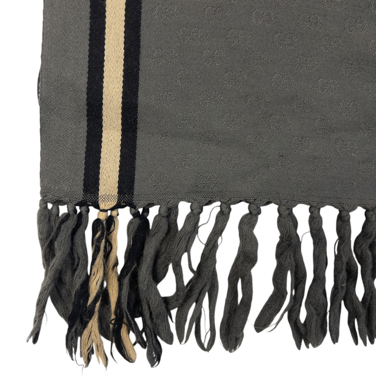 Vintage 2000s Gucci Monogram Wool Tassel Scarf