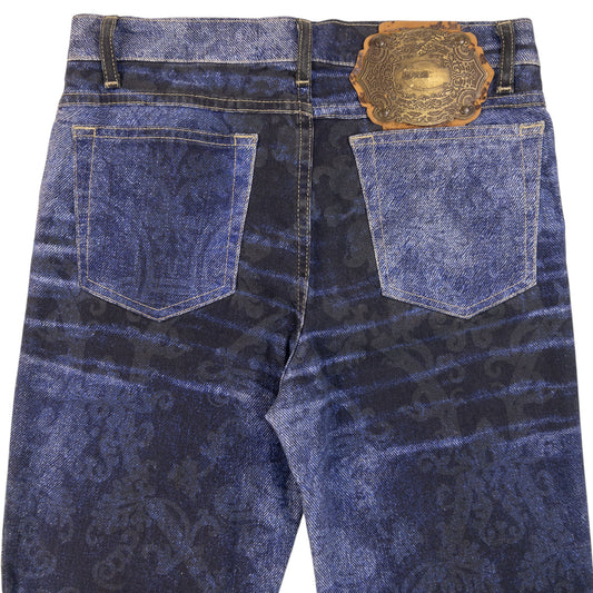 Vintage 2000s Roberto Cavalli Stretch Denim Pattern Jeans Womens Size W29