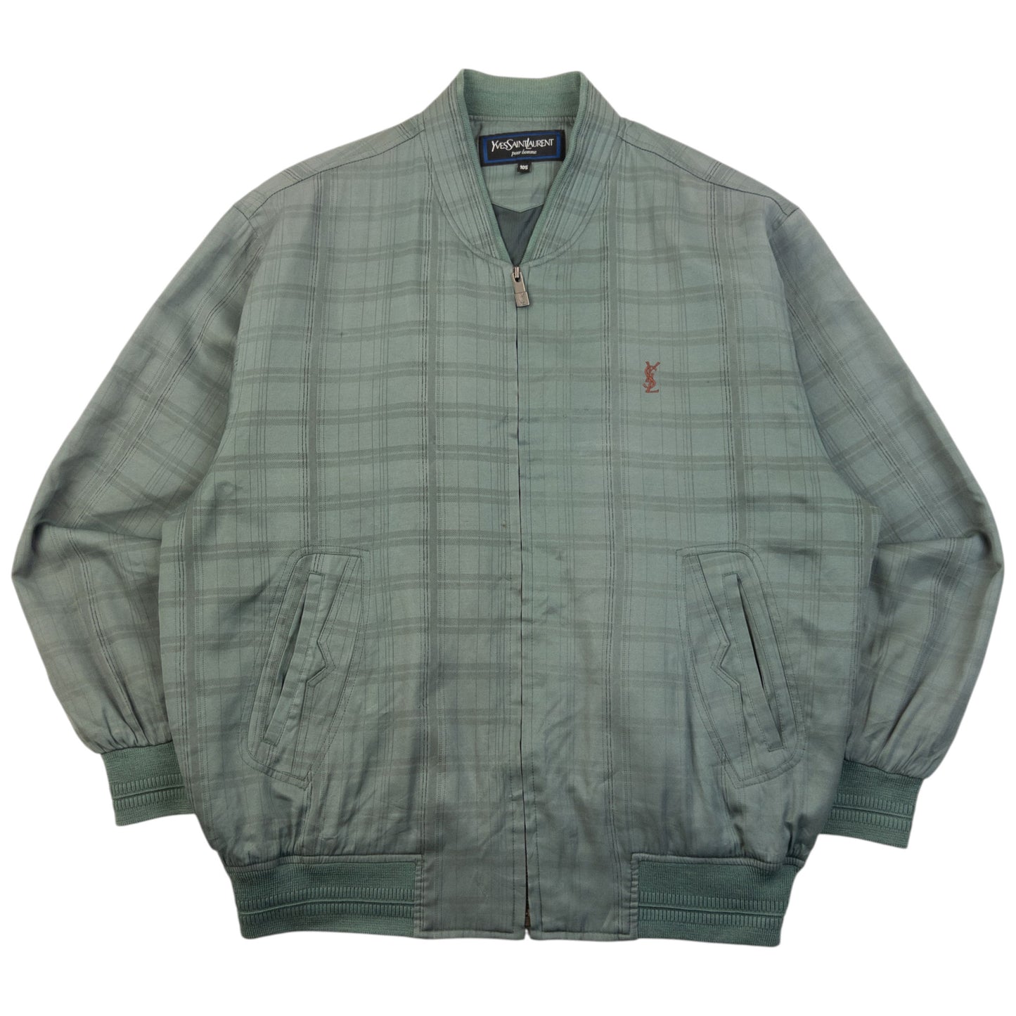 Vintage 90s YSL Yves Saint Laurent Checkered Bomber Jacket Size M