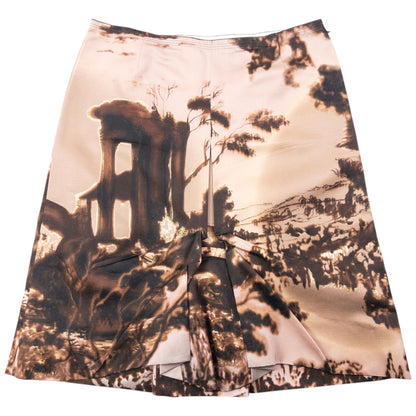 Vintage FW2004 Prada Ruched Pleat Landscape And Temple Skirt Womens Size W28