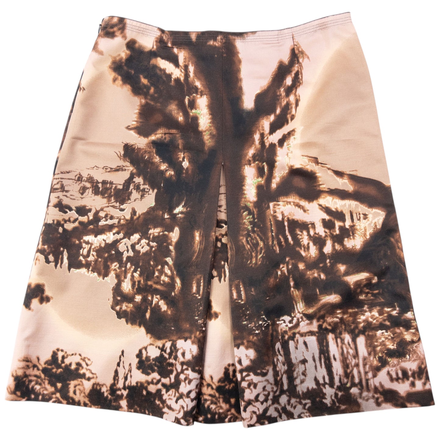 Vintage FW2004 Prada Ruched Pleat Landscape And Temple Skirt Womens Size W28