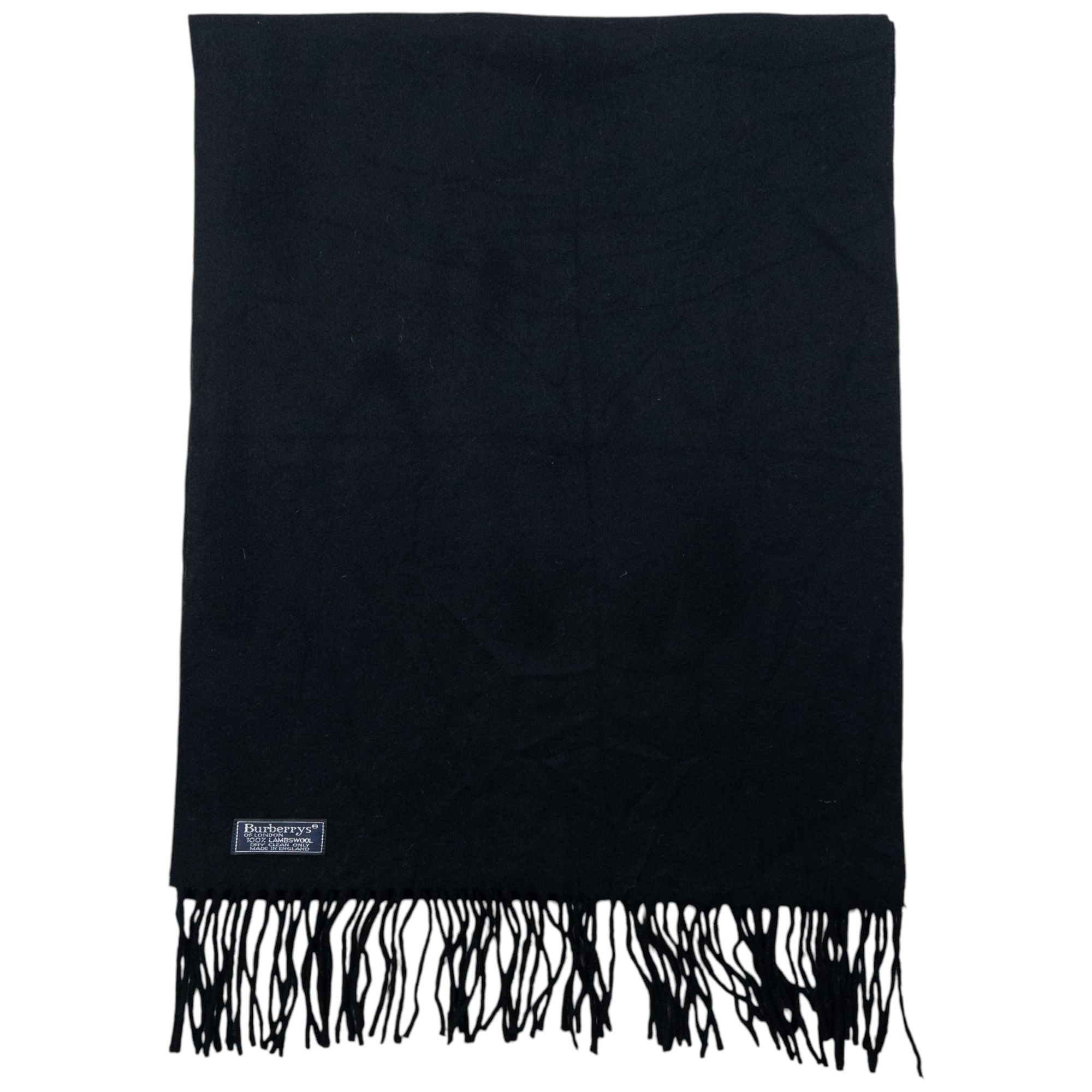 Vintage Burberry Embroidered Lambswool Tassel Scarf