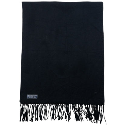 Vintage Burberry Embroidered Lambswool Tassel Scarf