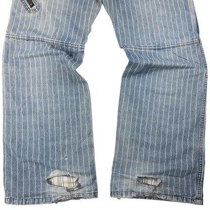 Vintage PPFM Striped Button Detail Denim Jeans Size W35