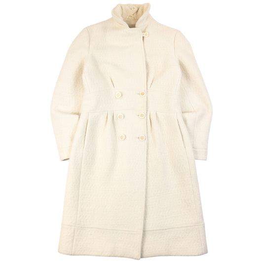 Vintage 2000s Emporio Armani Wool Jacket in cream, pleated detail