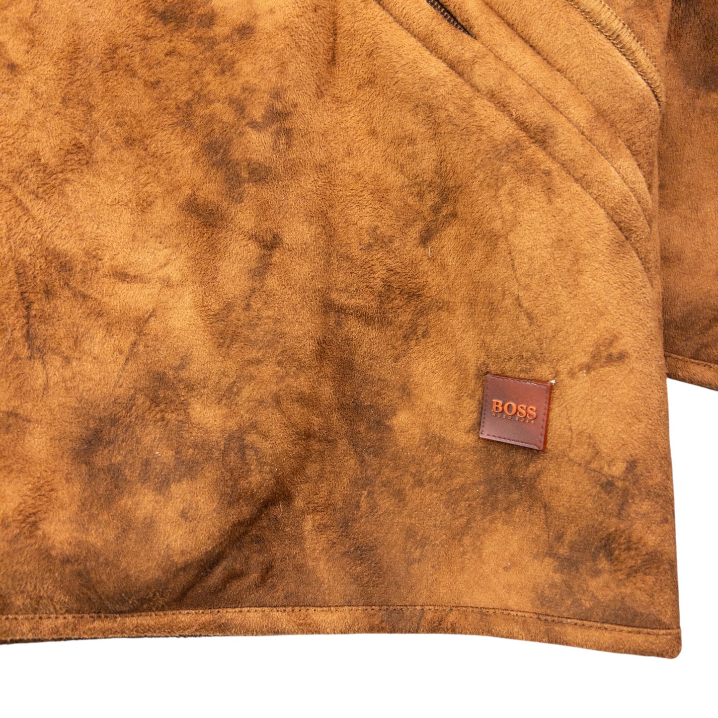 Vintage 90s Hugo Boss Fleece Lined Suede Jacket Size XL