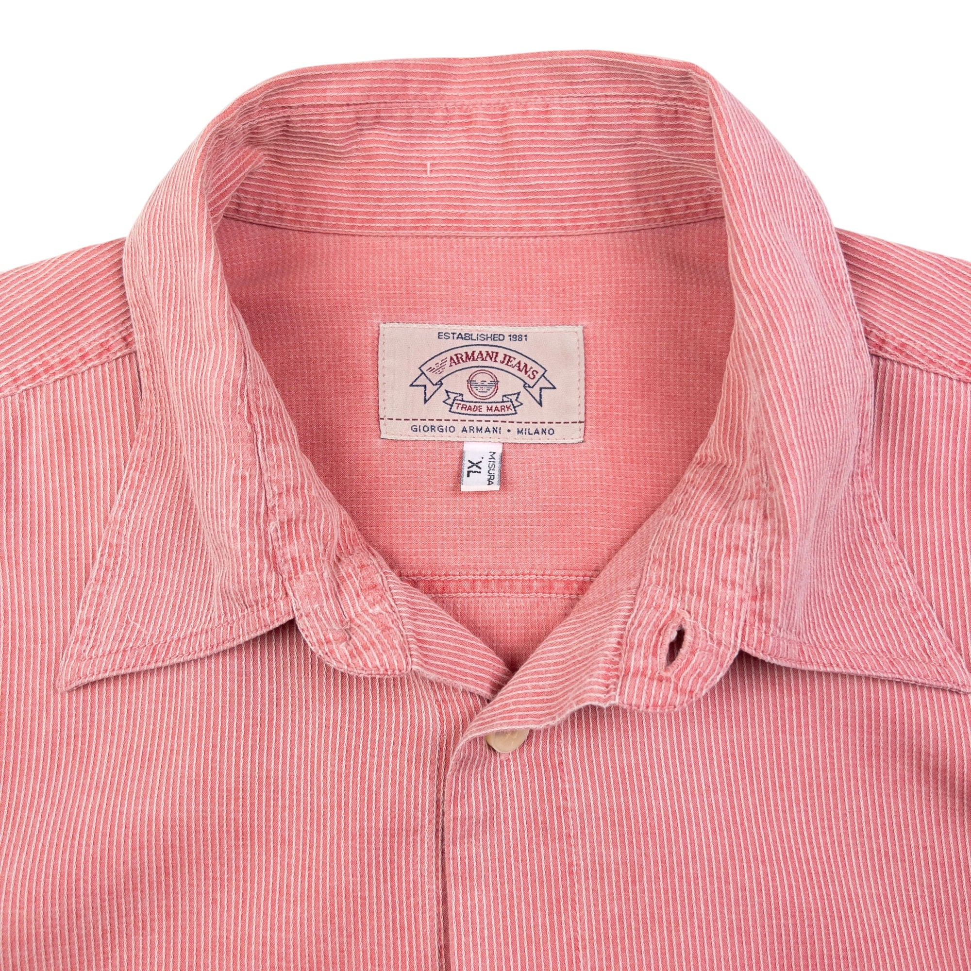 Vintage Armani Jeans Striped Long Sleeve Button Up Shirt Size XL