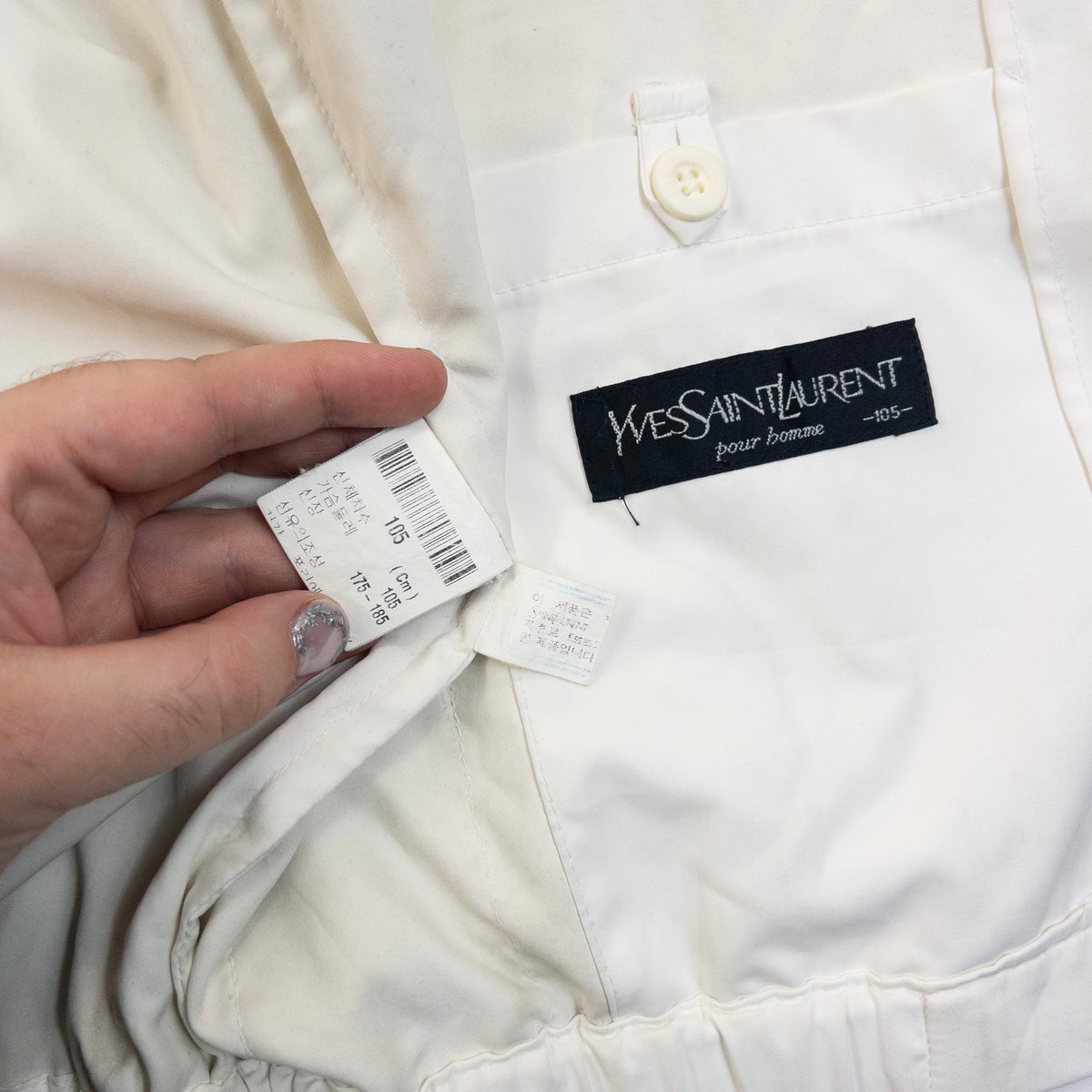 Vintage 90s YSL Yves Saint Laurent Harrington Jacket in white, photo 5