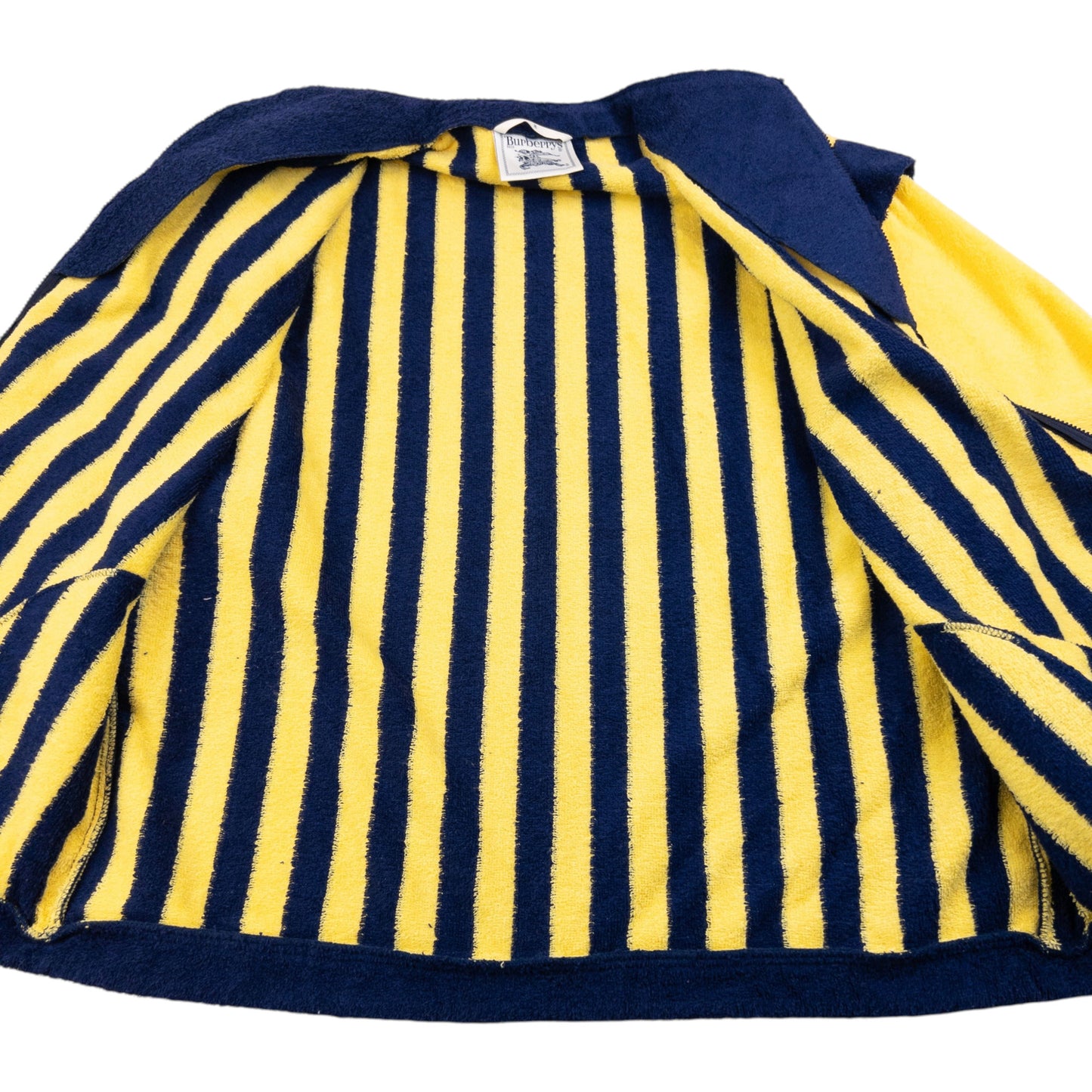 Vintage 90s Burberry Striped Terry Cloth Zip Up Jacket Size L