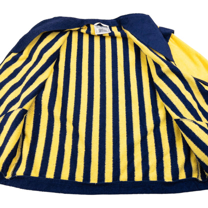 Vintage 90s Burberry Striped Terry Cloth Zip Up Jacket Size L