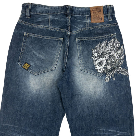Vintage Jizo Bosatsu Embroidered Troll Japanese Denim Jeans Size W31