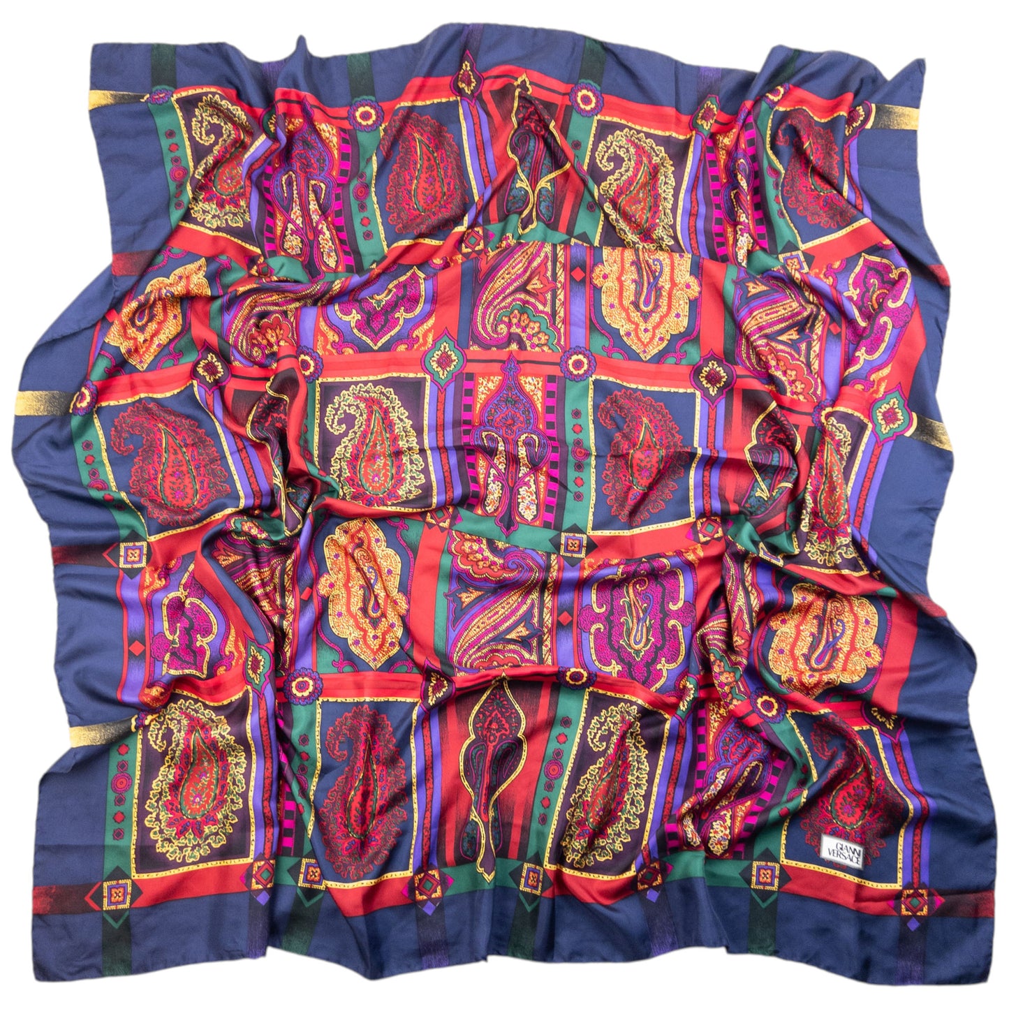 Vintage Gianni Versace Paisley Pattern Silk Scarf