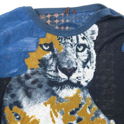 Vintag0e FW1995 Jean Paul Gaultier Leopard Long Sleeve Mesh Top Womens Size XL