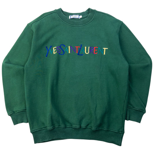Vintage 80s YSL Yves Saint Laurent Embroidered Sweatshirt Size S