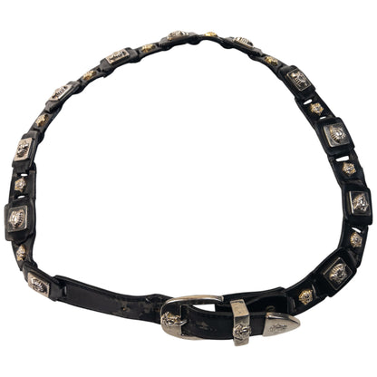 Vintage 90s Versace Signature Embossed Medusa Leather Belt Size M