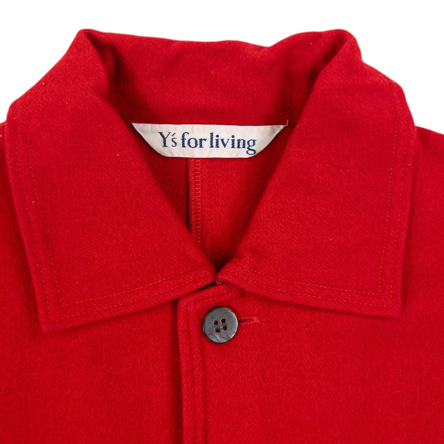 Vintage 90s Yohji Yamamoto Fringe Trim Wool Jacket in red, photo 3