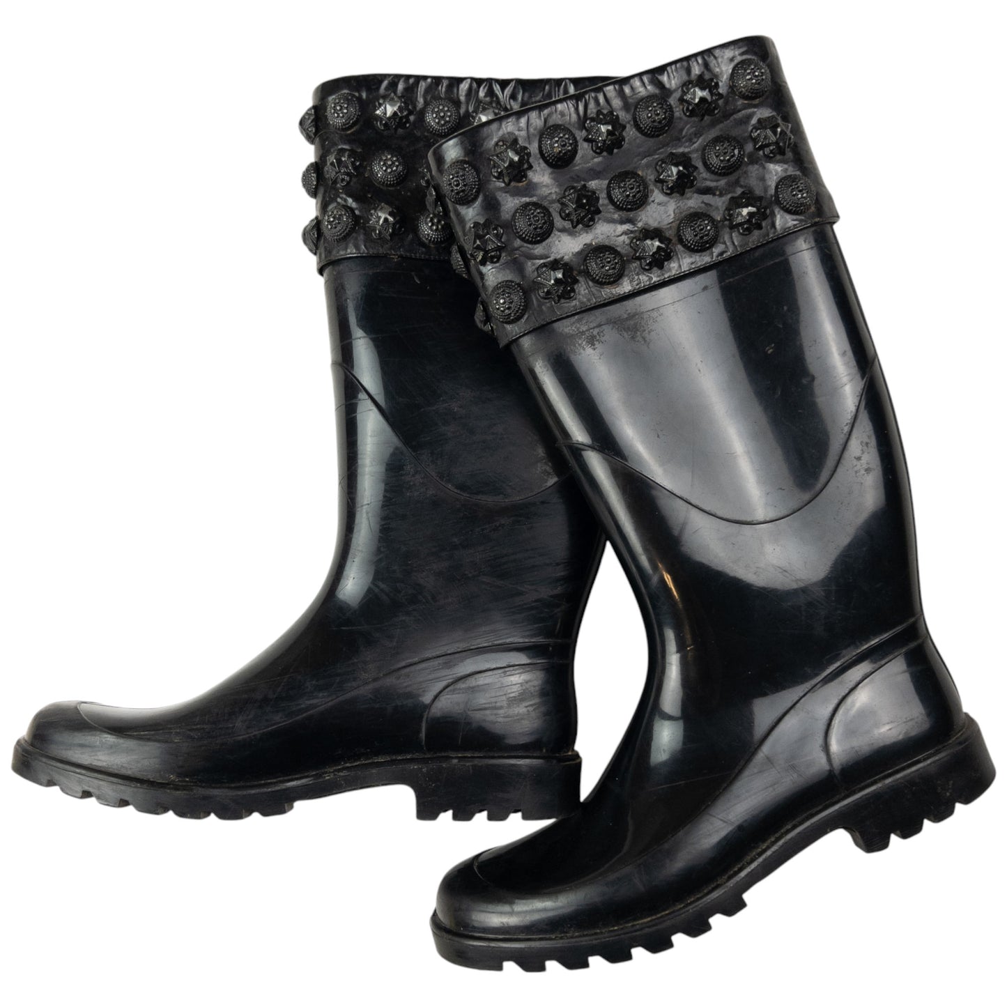 Vintage Burberry Studded Wellington Boots Womens Size UK 4