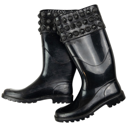 Vintage Burberry Studded Wellington Boots Womens Size UK 4