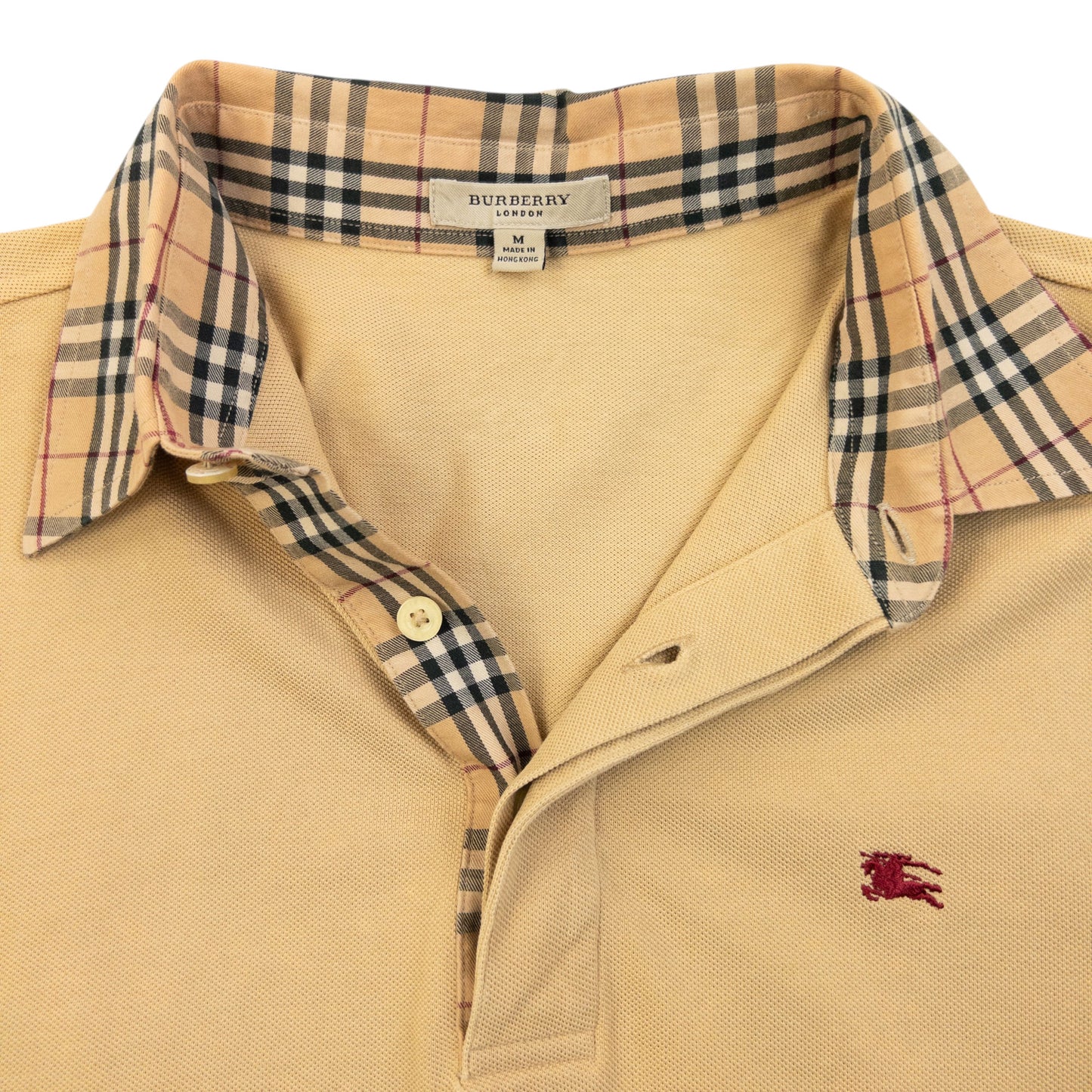 Vintage 2000s Burberry Nova Check Collar Long Sleeve Polo Shirt Size S