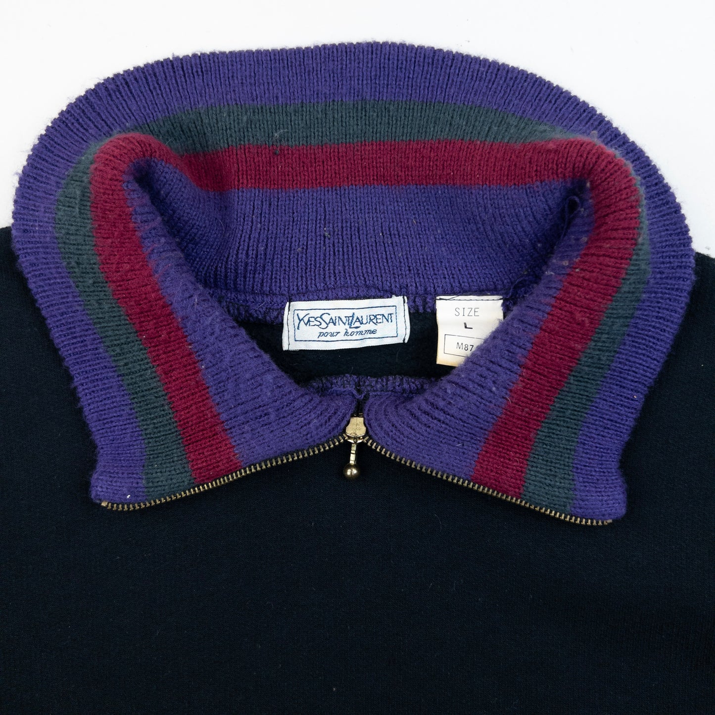 Vintage 80s YSL Yves Saint Laurent Q Zip Sweatshirt Size M