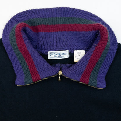 Vintage 80s YSL Yves Saint Laurent Q Zip Sweatshirt Size M