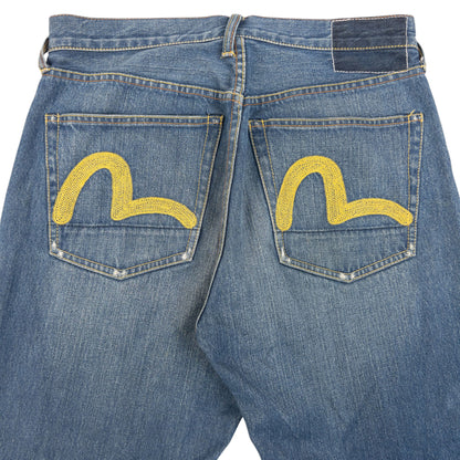 Vintage 2000s Evisu Double Gull Embroidered Japanese Denim Jeans in blue (cotton)