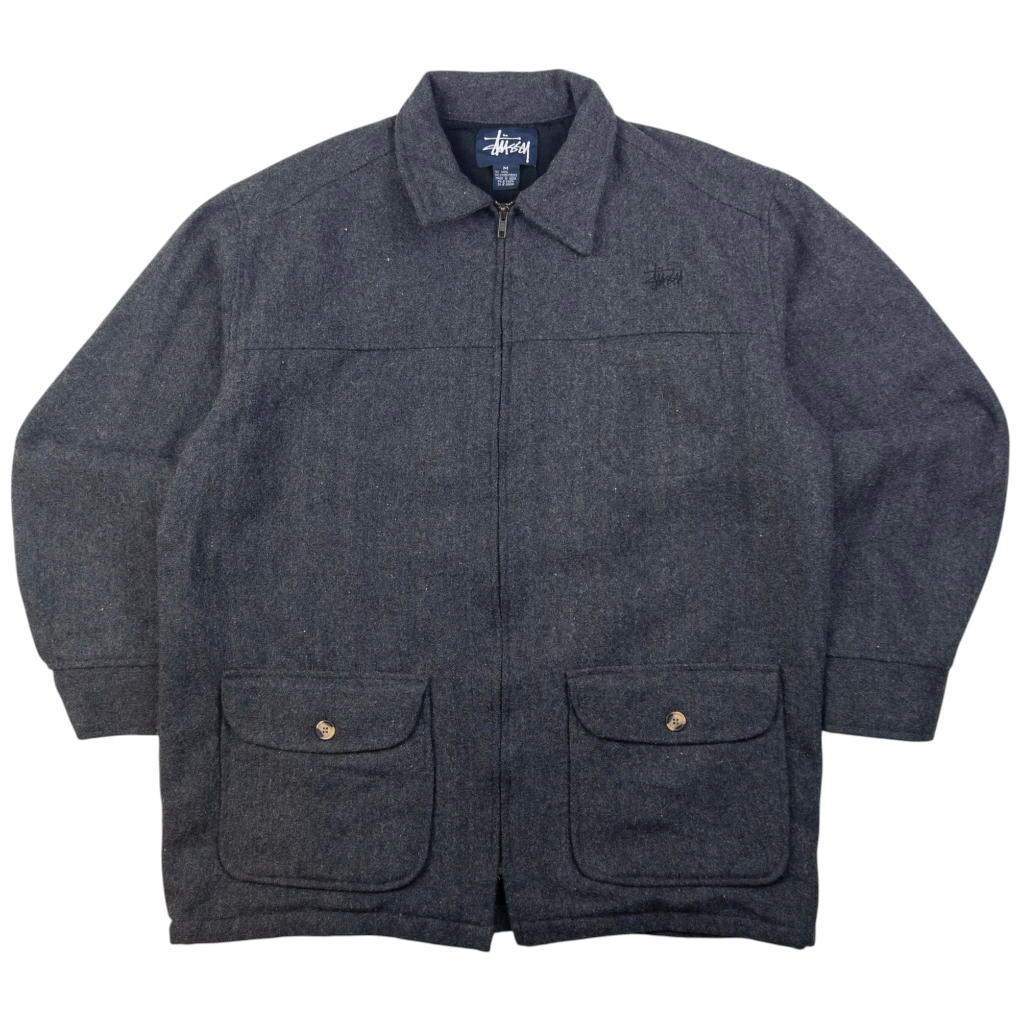 Vintage Stussy Zip Up Wool Jacket Size XL