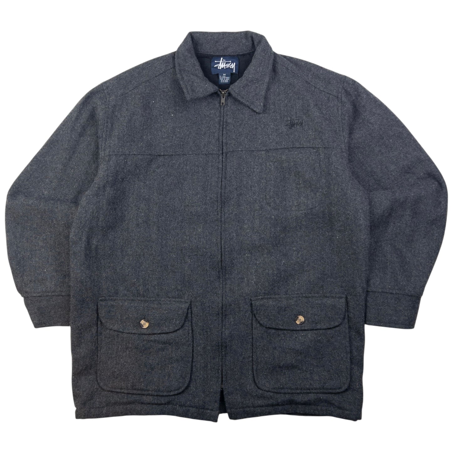 Vintage Stussy Zip Up Wool Jacket Size XL