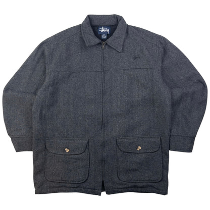 Vintage Stussy Zip Up Wool Jacket Size XL