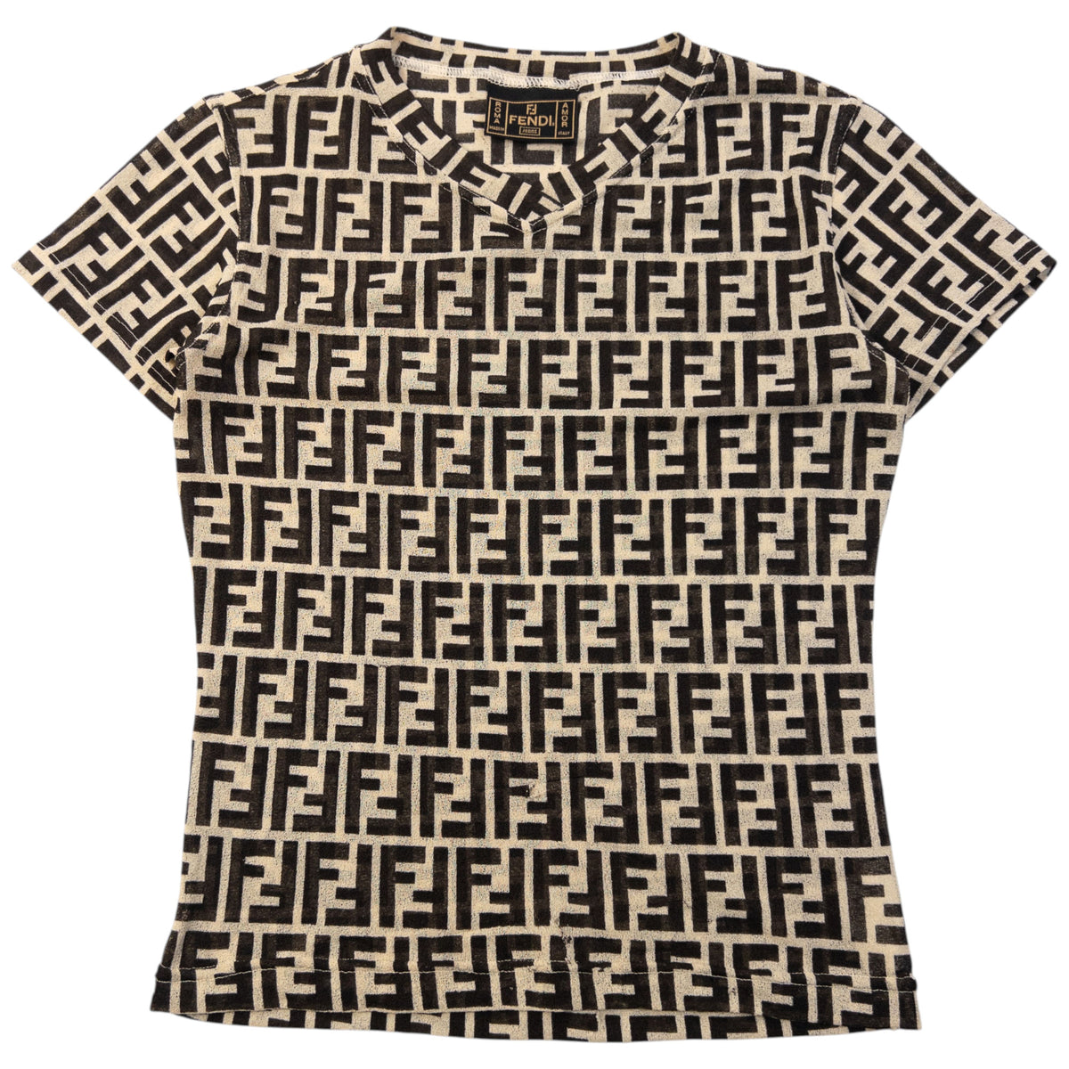 Vintage 90s Fendi Monogram Mesh T Shirt Womens Size S