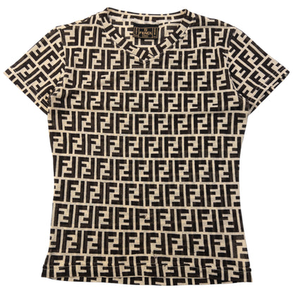 Vintage 90s Fendi Monogram Mesh T Shirt Womens Size S