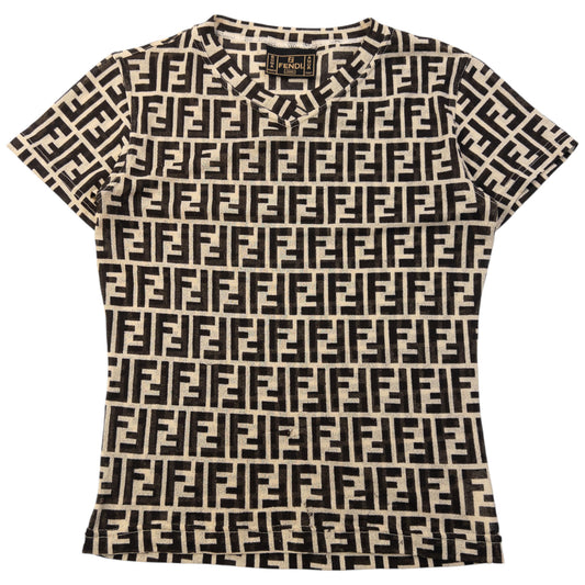 Vintage 90s Fendi Monogram Mesh T Shirt Womens Size S