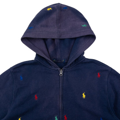 Vintage Polo Ralph Lauren Embroidered Monogram Zip Up Hoodie Size XS